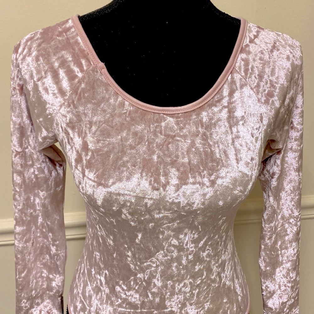 Light Pink Velvet Velour Body Suit - Picture 4 of 16